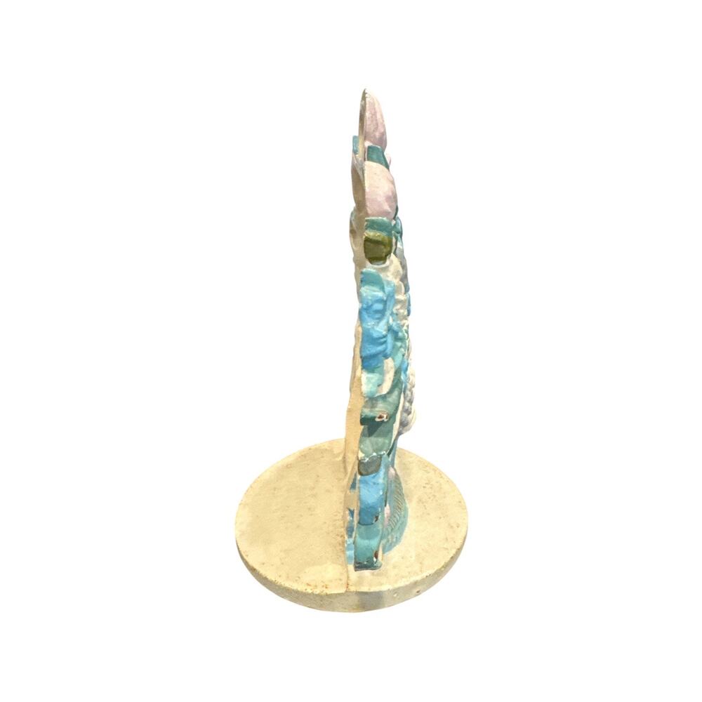 Vintage Cast Iron Pastel Floral Basket Doorstop - Picture 5 of 8